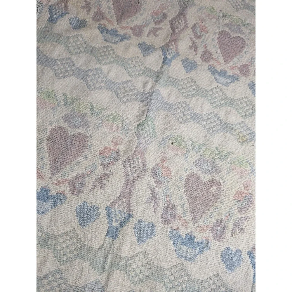 Vintage Cottagecore Nursery Throw Pastel Heart Decor Tapestry Throw Rug Pink